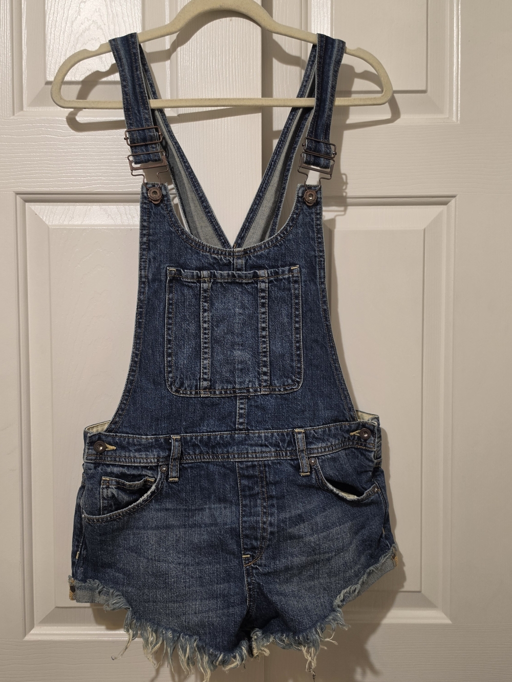 We The Free Short Denim Overalls Women's Size 27 Western Cowgirl Americana